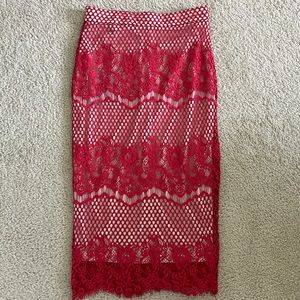 Misguided: High Waisted Lace Pencil Skirt